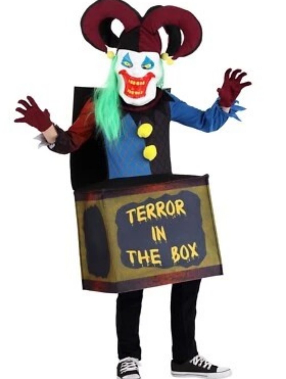 Kids Terror-in-the-Box Clown Costume - Multicolor